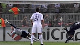 Lisandro converted a penalty on his European debut for Lyon
