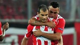 Olympiacos celebrate their goal against Sheriff
