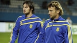 Artem Milevskiy (left) will lead Dynamo's line with Andriy Shevchenko