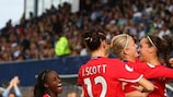 England's Fara Williams celebrates her goal against Finland