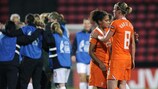 Shanice van de Sanden (left) and Kirsten van de Ven come to terms with defeat