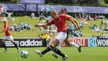 Emilie Haavi, pictured here in U17 action, contributed two of Norway's 12 goals