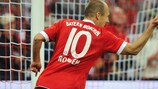 Arjen Robben celebrates scoring for Bayern