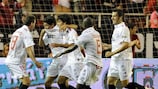 Jesús Navas celebrates putting Sevilla in front against Madrid