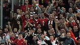 Olympiacos celebrate their opening goal