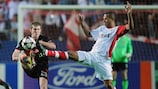 Aleksandr Hleb vies for possession with Sevilla's influential forward Luis Fabiano