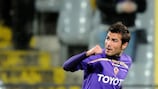Adrian Mutu celebrates scoring against Debrecen but he picked up an injury in the 5-2 win
