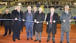 Giorgio Crescentini and Giancarlo Abete (1st and 2nd from left) declare the pitches open