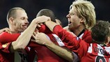 PSV celebrate their late winner against Sparta