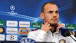 Wesley Sneijder meets the press on Tuesday