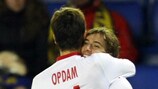 Barry Opdam and Dušan Švento celebrate the only goal in Spain