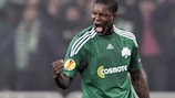 Djibril Cissé festeja o golo da vitória sobre a Roma