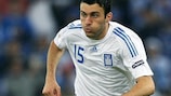 Olympiacos midfielder Vassilis Torosidis in Greece colours