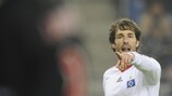Ruud van Nistelrooy points the way during the first leg with PSV