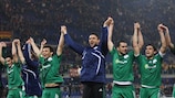 Panathinaikos celebrate eliminating Roma in the previous round