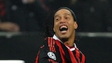 Ronaldinho opened the scoring during Milan's first leg with United