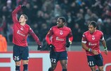 Eden Hazard (LOSC Lille Métropole) feiert seinen Treffer gegen Liverpool