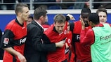 Eintracht celebrate defeating Bayern