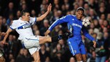 Didier Drogba in action for Chelsea against Internazionale on 16 March