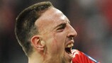 Franck Ribéry enjoys his goal against Manchester United