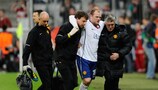 Wayne Rooney was injured in the closing minutes of United's defeat in Munich