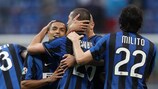 Inter celebrate Cristian Chivu's first league goal for the club