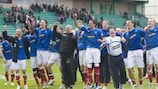 Rangers celebrate winning the Scottish title