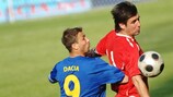 Oleg Sischin (rechts) in Aktion beim Spiel zwischen Olimpia Bălţi gegen Dacia in der letzten Saison
