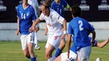 Toni Duggan surges through a group of Italy players as England came from behind to win 2-1