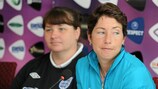 Germany coach Maren Meinert (right) and England's Mo Marley were both relieved