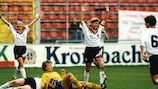 Germany celebrate one of their goals against Sweden in the final