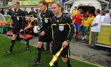 A refereeing team at this summer's UEFA European Under-19 Championship