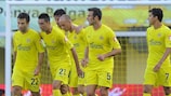 Los jugadores del Villarreal celebran uno de sus tantos ante el Espanyol en el último encuentro de Liga