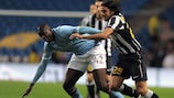 Yaya Touré surges forward during City's home meeting with Juventus in 2010