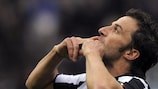 Alessandro Del Piero celebrates scoring his 178th Serie A goal for Juventus