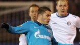 Viktor Fayzulin looks to control the ball against Hajduk