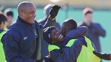 Vincent Kompany, Shaun Wright-Phillips and Micah Richards in training with City