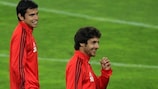 Pablo Aimar (left) and Javier Saviola were reunited at Benfica last year