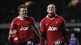 Wayne Rooney et Michael Carrick célèbrent la qualification du Manchester United FC pour les 8es