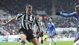 Newcastle defender Steven Taylor blocks a shot from Didier Drogba