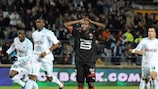 Jires Ekoko shows his frustration after missing a penalty for Rennes at Marseille