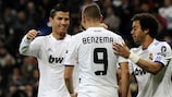 Karim Benzema e Cristiano Ronaldo marcaram os quatro golos do Real Madrid