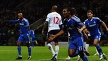 Florent Malouda celebrates his goal at Bolton