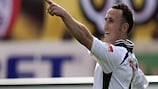 Michael Mifsud celebrates a goal on his debut for Qormi