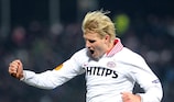 Ola Toivonen celebrates after drawing PSV level in dramatic fashion for Lille