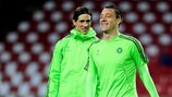 Fernando Torres e John Terry durante um treino do Chelsea em solo dinamarquês