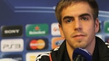 Philipp Lahm at a press conference ahead of the game against Inter