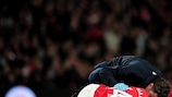 Arsenal's Theo Walcott receives treatment against Stoke