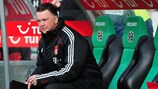 Louis van Gaal takes to the Bayern bench ahead of their weekend defeat