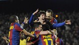 Lionel Messi fêté par ses coéquipiers du FC Barcelona